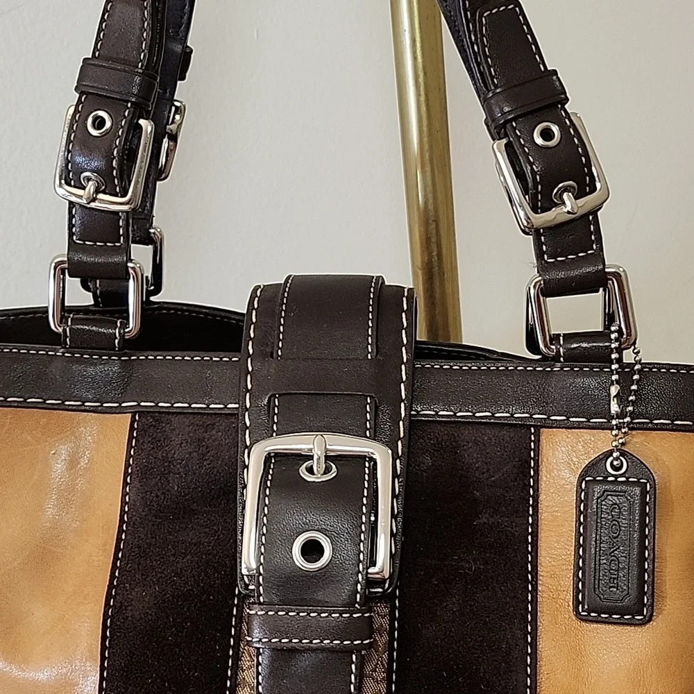 Coach Y2K Hobo  Espresso Brown Suede Leather  Shoulder Carryall  Bag Rare - Picture 3 of 15